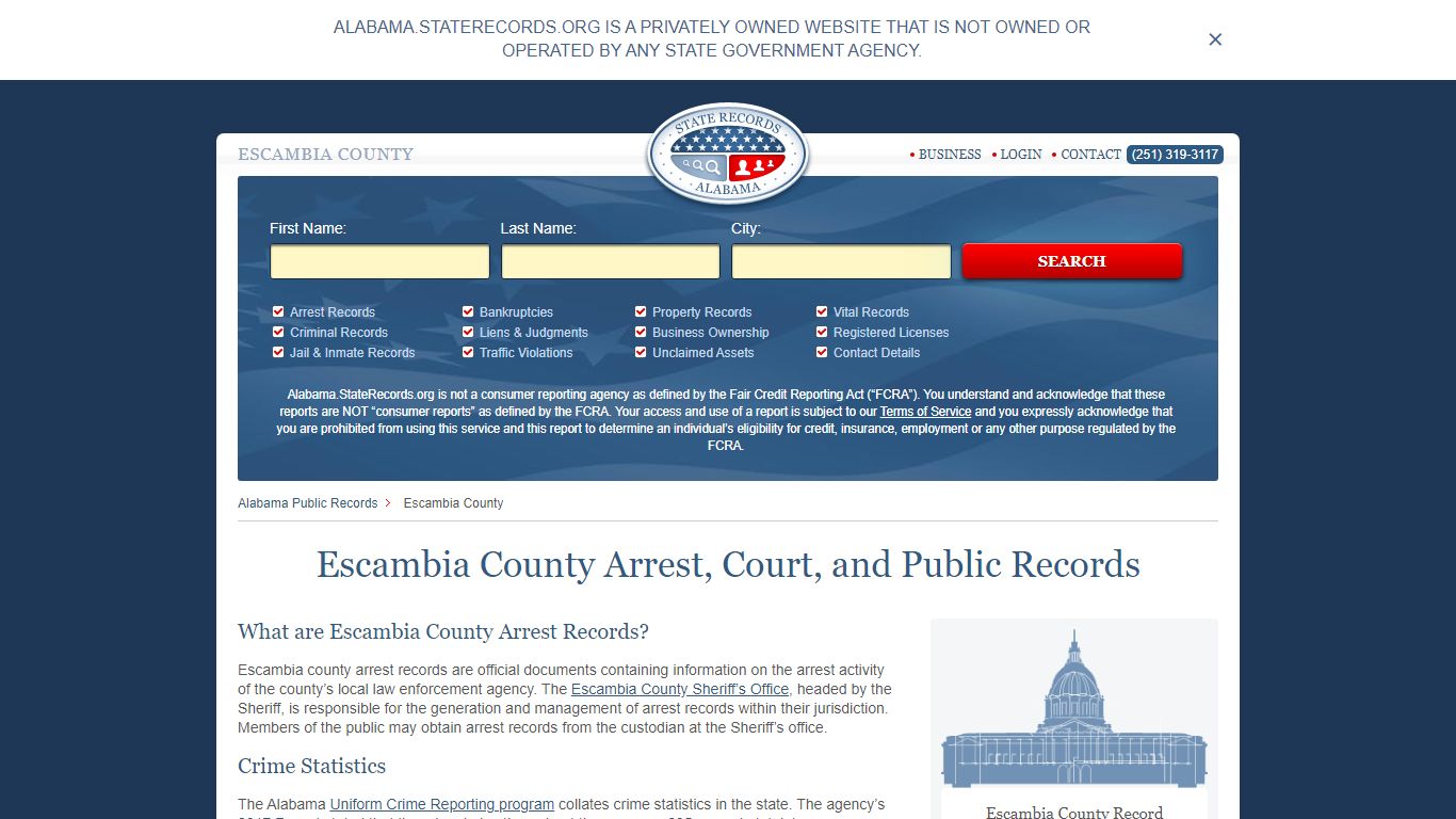 Escambia County Arrest, Court, and Public Records